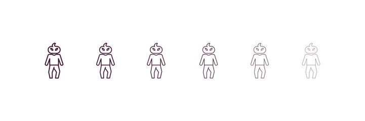 horrible human outline icon. Linear vector from feelings concept. 6 different line style horrible human icon included thin, light, regular, medium, bold, black