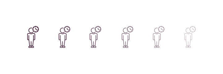 Fototapeta premium impatient human outline icon. Linear vector from feelings concept. 6 different line style impatient human icon included thin, light, regular, medium, bold, black