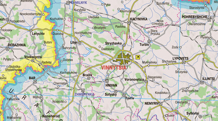 Map of central Ukraine showcasing Vinnytsia, a key city known for its cultural heritage and historical significance, highlighted for easy identification among surrounding regions