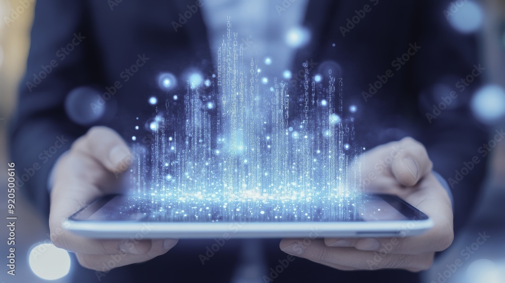 Poster digital data flow on tablet