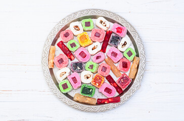 Turkish delight candy . Rahat lokum photography