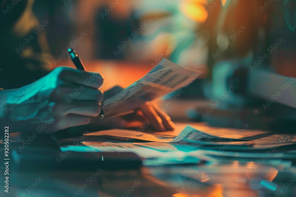 Aufkleber efficient customer service team member processing a refund request with bokeh effect, ai generated