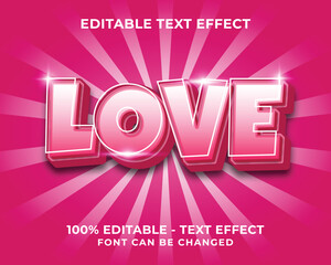 Editable text effect love 3D text effect with pink background
