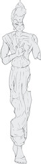 Design of old statue meditation draw