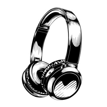 recommend clip art: line art drawing illustration of a headset