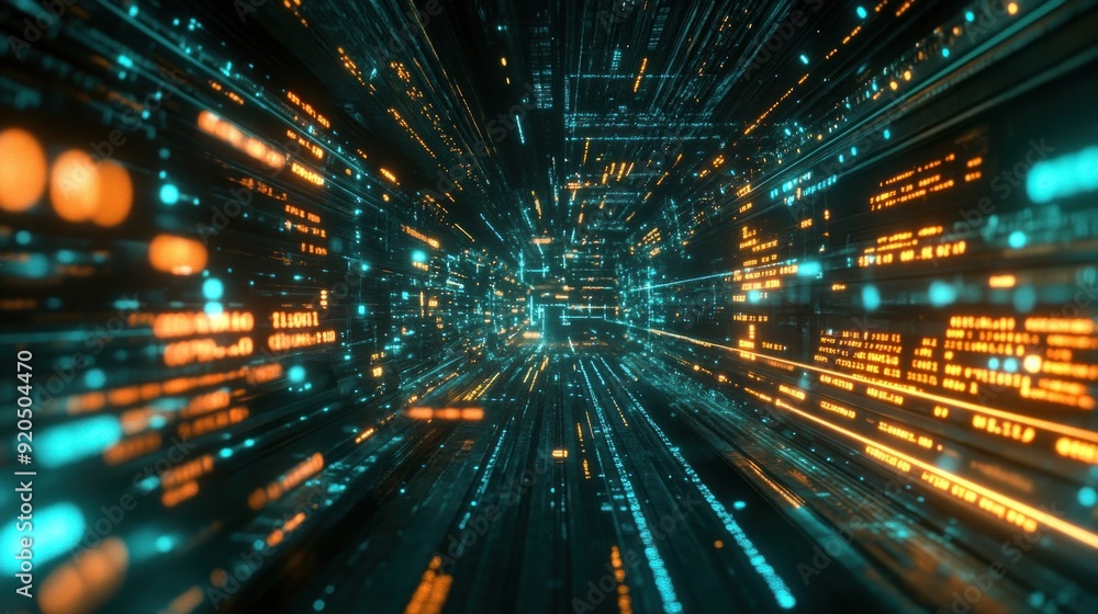 Aufkleber digital tunnel of data and information