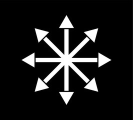 Chaos star symbol. Arrows, eight-pointed radial symmetry.