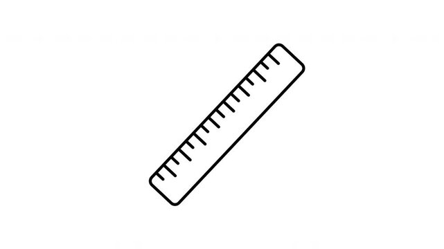 Animated ruler line icon on transparent background, school and education animation, 4k video motion graphic with alpha channel, use for web design, mobile apps, ui design