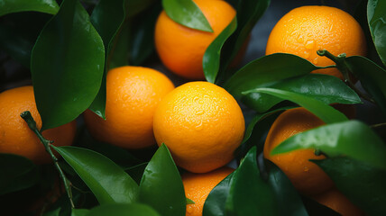 tangerines ripe background with leaves, texture fresh juicy orange tangerines