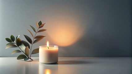 Soft, serene light casts a warm glow on a gentle gray background, creating a minimalist and calming atmosphere perfect for product photography or design elements.