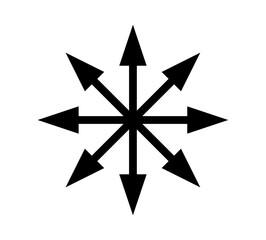 Chaos star symbol. Arrows, eight-pointed radial symmetry.