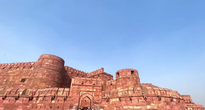 Red Fort Delhi Agra, one of the tourist attractions in India. Agra Fort is a historic red sandstone fort and a UNESCO World Heritage Site.