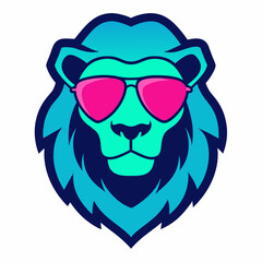 Lion head design vector art illustration. Lion head with sunglasses icon illustration.
