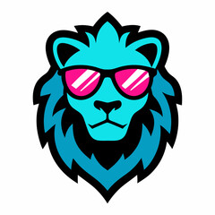 Lion head design vector art illustration. Lion head with sunglasses icon illustration.
