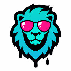 Lion head design vector art illustration. Lion head with sunglasses icon illustration.
