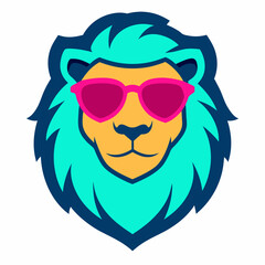 Lion head design vector art illustration. Lion head with sunglasses icon illustration.
