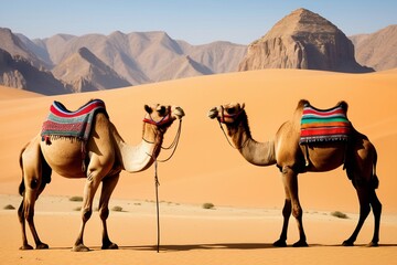 Fototapeta premium Portrait of a Camel in a Desert Landscape