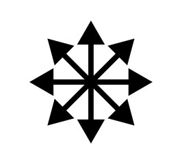 Chaos star symbol. Arrows, eight-pointed radial symmetry.