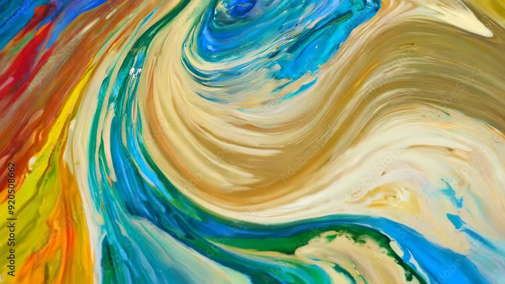Poster abstract spreading of colors in a swirling pattern viewed up close during a creative session