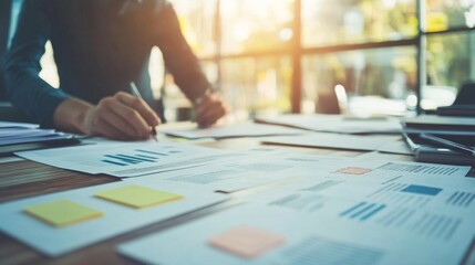 Businessperson analyzing data