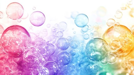 Set of realistic colorful soap bubbles on white background,Soap bubbles for vector illustrations,3d pink soap ball. Realistic rainbow water bubble,Pink soap bubbles float,copy space.