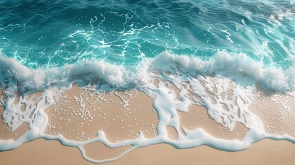 Fototapeta premium Gentle waves rolling onto a sandy beach during a sunny day