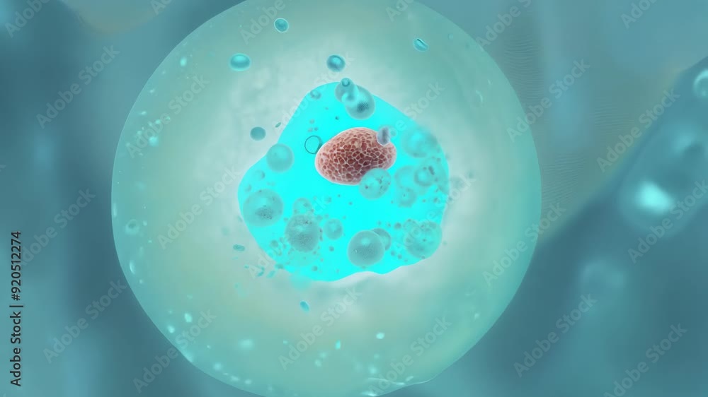 Poster cross-sectional view of a cell highlighting its nucleus and cytoplasmic structures