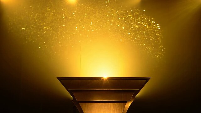 Spotlight on the abstract podium stage for an upcoming performance event