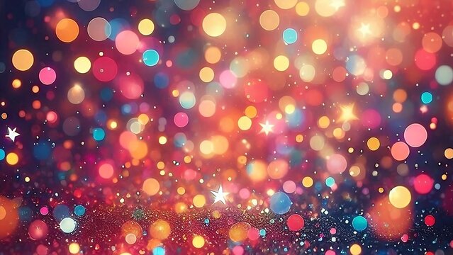Abstract wallpaper of bokeh colourful gradient background with sparkel and stars.