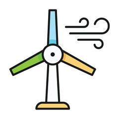 Wind Energy Icon: Renewable Resources, Sustainable Power, Green Energy, Wind Power, Eco-Friendly Energy