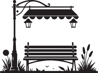 Bench silhouette vector  art illustration