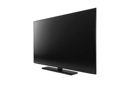 modern black TV screen isolated on white or transparent png