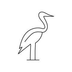 Obraz premium One continuous line drawing of adorable heron bird concept for conservation icon. Modern line art design.