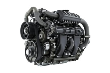 Modern high-tech and efficient car engine isolated on a white background