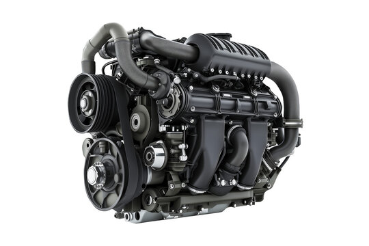 Modern high-tech and efficient car engine isolated on a white background