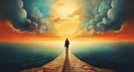 Hope and success concept surreal painting