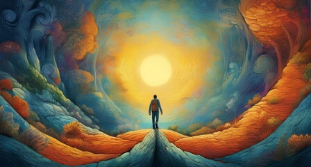 Hope and success concept surreal painting
