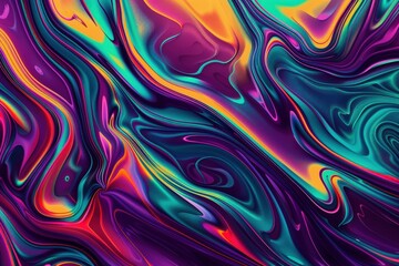 Obraz premium Close-up of multi-colored paint swirling with bubbles. Beautiful simple AI generated image