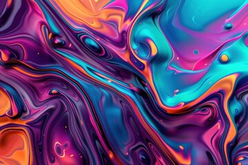 Close-up of multi-colored paint swirling with bubbles. Beautiful simple AI generated image