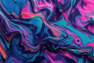 Abstract marbling oil acrylic paint background illustration art wallpaper - purple blue color with liquid fluid . Beautiful simple AI generated image