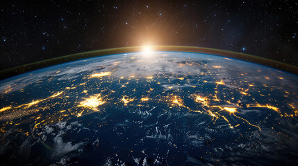 Obraz premium view of the planet earth in space with beautiful stars