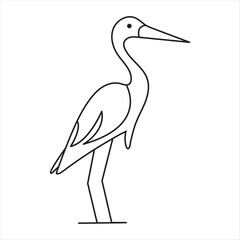 One continuous line drawing of adorable heron bird concept for conservation icon. Modern line art design.