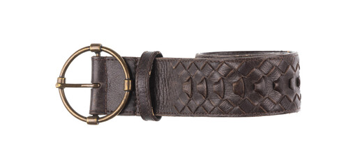 old leather men belt for trousers isolated on white background