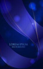 vector illustration dark blue modern and creative luxury digital background.golden curve lines award and cover design banner.