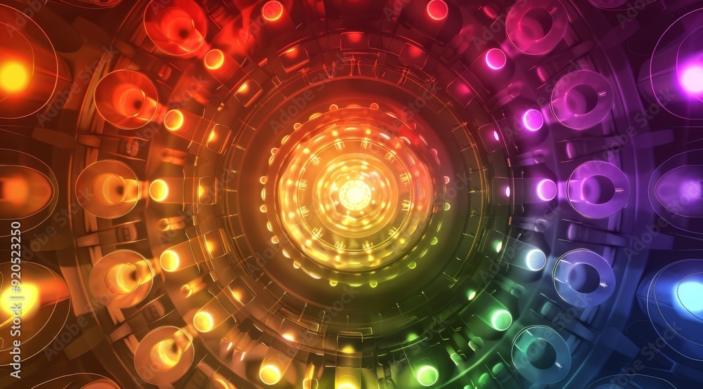 Poster discover and explore a mesmerizing display of captivating and colorful light patterns arranged in a 