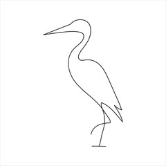Fototapeta premium One continuous line drawing of adorable heron bird concept for conservation icon. Modern line art design.