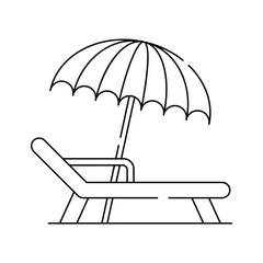 Beach umbrella, sunbed icon design in modern style