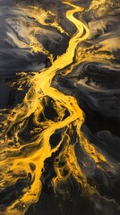 Fototapeta premium Artistic yellow and gold swirl paint abstract graphic poster background