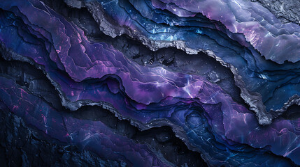 Close-up of glowing purple and blue mineral veins, showcasing the subtle luminescence and intricate patterns within the natural stone.