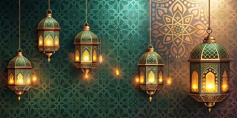 Islamic lantern background with intricate patterns and designs for Eid ul-Adha festival celebration , Islamic